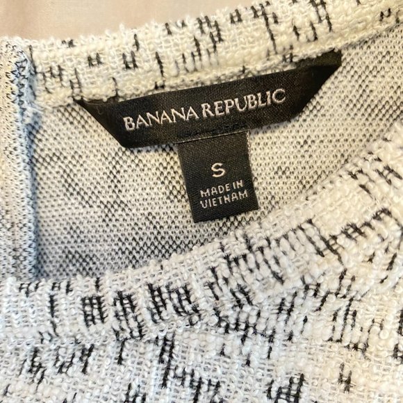 Banana Republic Crew Neck Short Sleeve Fringe Detail Black White S - Picture 4 of 6